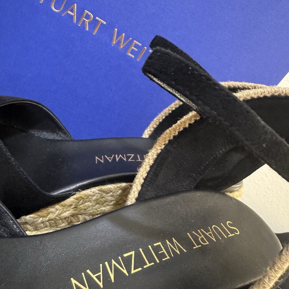 Stuart Weitzman Mirela II Espadrille Wedge Black Size 11 - Picture 12 of 16
